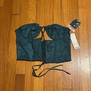 NWT Urban Outfitters Dark Green Corset Top Women’s XL